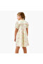 Sailor Neck Short Sleeves A-Line Dress with Bow Print - 3