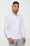 Men's Slim Fit Long Sleeve Sweat-Absorbing Breathable Texture Four Seasons Shirt