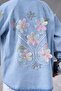 Women's Embroidered Denim Kimono - 7