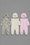 Baby Girl 6 Piece 100% Cotton Ruffle Shoulder Footed Baby Romper Set - with Hat