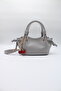 Women's Gray Knot Detailed Crossbody Hand and Shoulder Bag with Cherry Charm Accessory - 7