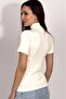 Women's Short Sleeve Half Turtleneck Bodysuit Ecru - 6
