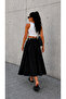 Women's Poplin Skirt with Belt and Pockets - 3