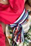 Red Shirt - Patterned Skirt Two-Piece Set - 3