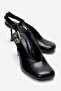 Flaris Black Leather Women's Heeled Shoes