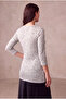 Maternity White Viscose Crew Neck 3/4 Sleeve Front Pleated Asymmetrical Breastfeeding Blouse Rabitha - 5