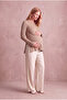 Maternity Mink Viscose Crew Neck Long Sleeve Side Slit Blouse Goldie - 4