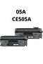 خرطوشتي حبر طابعة CE505A 05A أسود متوافقان مع طابعات HP LaserJet P2035 P2035n P20