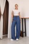 Elastic Waist Palazzo Trousers Blue
