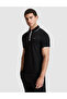 Black Slim Fit Zippered Polo Collar T-Shirt 50321185-Vr046 - 3