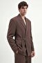Brown Relax Fit Belted Blazer Jacket