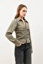 Khaki Gathered Poplin Women's Shirt - 3