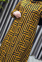 Women's Clothing Plus Size Space Fabric Maze Pattern Buttoned Shirt Dress - 7