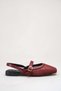 Women's Burgundy Double-Strapped Mesh Short-Heeled Daily Comfortable Ballerinas - 4