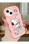 iPhone 15 Plus Compatible Case with Camera Protector Pink Silicone Couple Phone Case Stripe Pattern