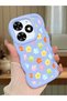 Tecno Spark Go 2024 Compatible Case Camera Protector Blue Silicone Couple Phone Case Floral Pattern