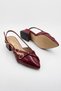 Women's Patent Leather Pointed Toe Cross-Strapped Buckle Short Heeled Open-Back Shoes - 5