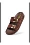 Suede Double-Strap Buckle Slippers with Gold Details, Suitable for Daily Travel Use. - 3