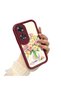 Oppo A60 Compatible Case Camera Protector Burgundy Silicone Couple Phone Case Floral Pattern - 2