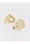 Gold Color Textured Modern Shiny Earrings - 2