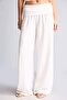Wide Leg Regular Waist Standard Length Linen Blend White Trousers I4731Ax26Hs - 4