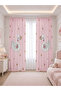 Floral Swan and Star Pattern Double Winged Children's Room Background Curtain
