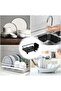 Dish Drainer with Drain Tray Drip Line Flatware Rack Cup Holder Flatware Rack Compatible Kitchen Countertop Storage Rack - 5