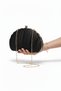 Pleated Oyster Shell Wide Model Evening Dress Bag Stylish Pleated Black Satin Hand Bag Wedding Engagement Evening Dress Bag - 3