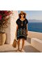 Par-13035 Black Color Paisley Patterned Şile Fabric Beach Dress & Pareo |   Eos Collective