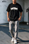 Trust Issue Printed Oversize T-Shirt & Gray Pants Tracksuit Set