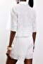 White 100% Cotton Embroidered Shirt and Lined Shorts Set Rob39429 - 6