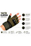 Tactical Half Finger Cut Gloves Khaki - 3