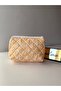 Women's Yellow-White Daisy Patterned Quilted Makeup Bag and Travel Cosmetic Bag