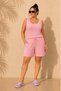 Women's Plus Size Sleeveless Square Neck Shorts Elastic Waist Pocketed Athlete Shorts Modal Stretchy 2-Piece Set - 3
