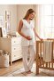 New Season Ecru Wide Strap Stylish Lace Detailed Design Buttoned Summer 100% Cotton Maternity Pajama Set - 2