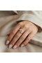 Leaf Figured Zircon Stone White Enamel Detailed Adjustable Ring