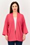 Women Split Neck Open Front Long Sleeve Cardigan, Fuchsia