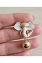 Women's White Enamel Lucky Elephant Figured Earrings with Globe Detail and Elegant Design - 5