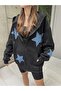 Women's Oversize Star Patch Hooded Zipper Sweatshirt - 3