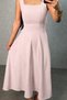 New Season Women's Strappy Square Collar Long Crepe Dress with Tie Detail at the Back of the Waist - 2