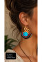 Handmade Turquoise Stone Detailed Bohemian Macrame Women's Earrings Gift Ethnic Design