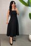 New Season Women's Strappy Square Collar Long Crepe Dress with Tie Detail at the Back of the Waist - 2