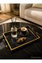Decorative Wooden Tray 42X29 cm |   Silvery Glass Base, Premium Presentation Stand with Gold Handles - 2