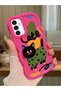Samsung Galaxy M23 Compatible Case Camera Protector Red Silicone Couple Phone Case Cat Pattern