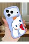 iPhone 17/18 Pro Max Compatible Case with Camera Protector Blue Silicone Couple Phone Case Line Pattern