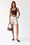 2187 Women's High Waist Belted Pleated Shorts with Pockets Cream - 2