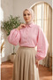 Viscose Fabric Polka Dot Shirt 6240-04 Pink - 3