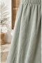 Viscose Fabric Elastic Waist Striped Skirt 0348-01 Green - 3
