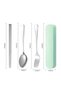 1100ml High-Capacity Stainless Steel Lunch Box and Portable Stainless Steel Spoon, Fork, and Chopstick Utensil Combo Green - 7