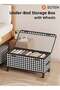SOTEN Under-Bed Storage Boxes with Wheels & Handles, Houndstooth Pattern Rolling Storage Organizer with Clear Window Lid, Low-Profile Large Capacity Storage Box for Clothes, Bedding, Shoes & Toys